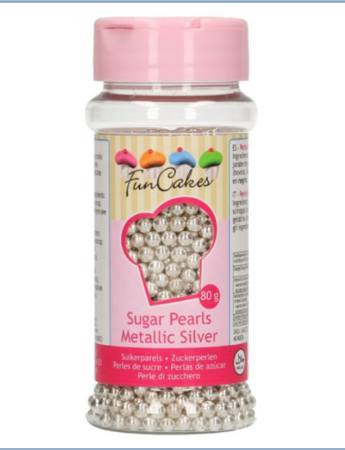  Foto: Funcakes - perle di zucchero argento 4 mm 80 gr.