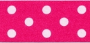  Foto: Nastro doppio raso fucsia pois h.2,5 cm
