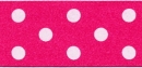  Foto: Nastro doppio raso fucsia pois h.2,5 cm