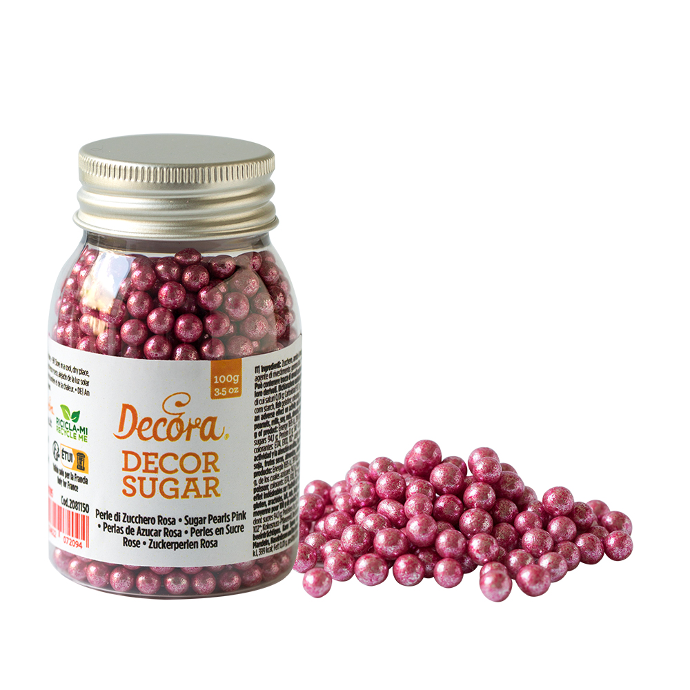  Foto: DECORA-  PERLE DI ZUCCHERO ROSA METALIZZATE 100 GR