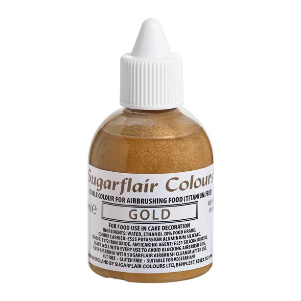  Foto: SUGARFLAIR - Colorante per aerografo oro free E171 60 ml.