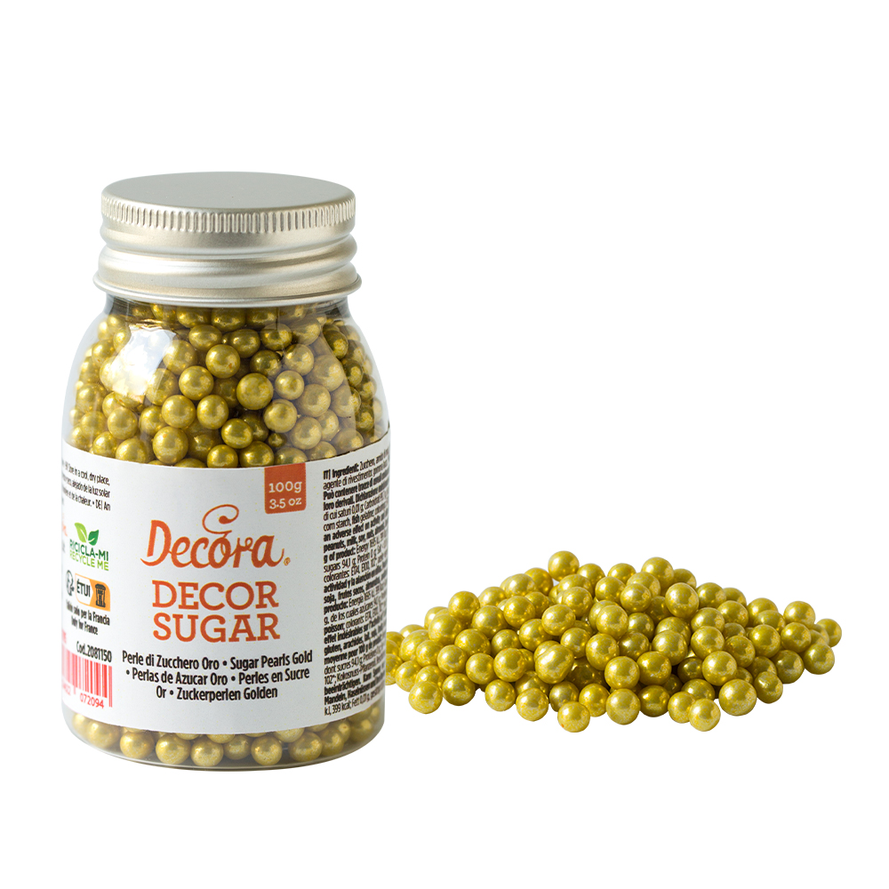  Foto: Decora - Perle di zucchero oro metallizzato 100 gr