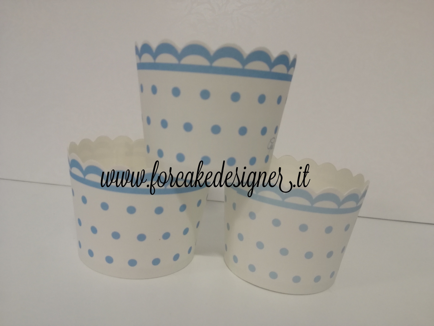  Foto: Pirottini rigidi pois celeste cm5x4,5 cm 20 pz.