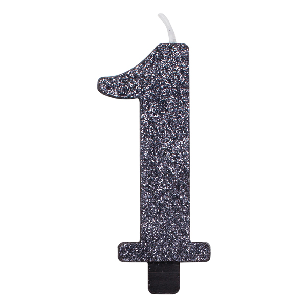  Foto: Candelina glitter nera cm. 9.5 cm - 1