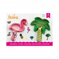  Foto: DECORA Set 2 tagliapasta fenicottero e palma in plastica 9 x h 2,2 cm