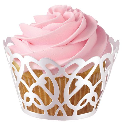  Foto: WILTON CUPCAKE INVOLUCRI BIANCO PERLA CON ARABESCHI CONF/18