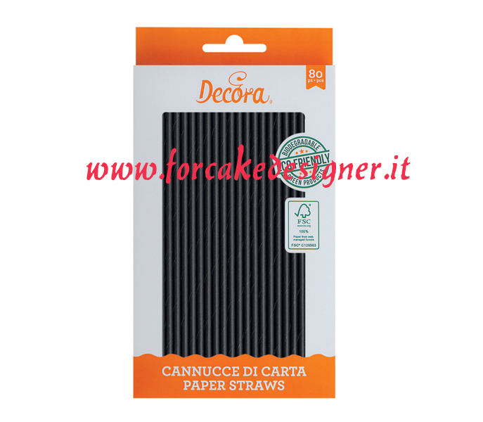  Foto: Decora - Cannucce nere 80 pz