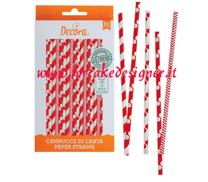  Foto: Decora - Cannucce red e white 80 pz