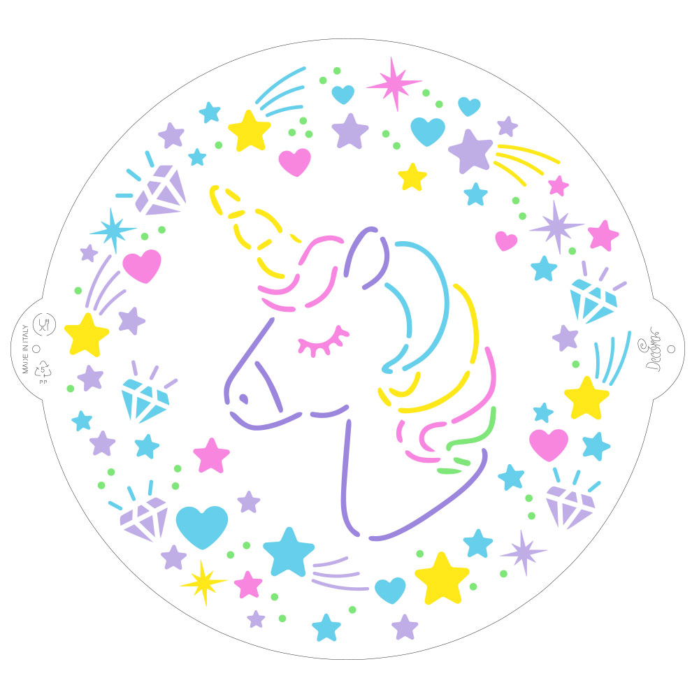  Foto: Decora Stencil unicorno diametro 25 cm