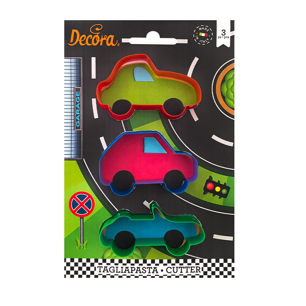  Foto: TAGLIABISCOTTI SWEET GAME BRUM BRUM IN PLASTICA - SET 3 PZ DECORA