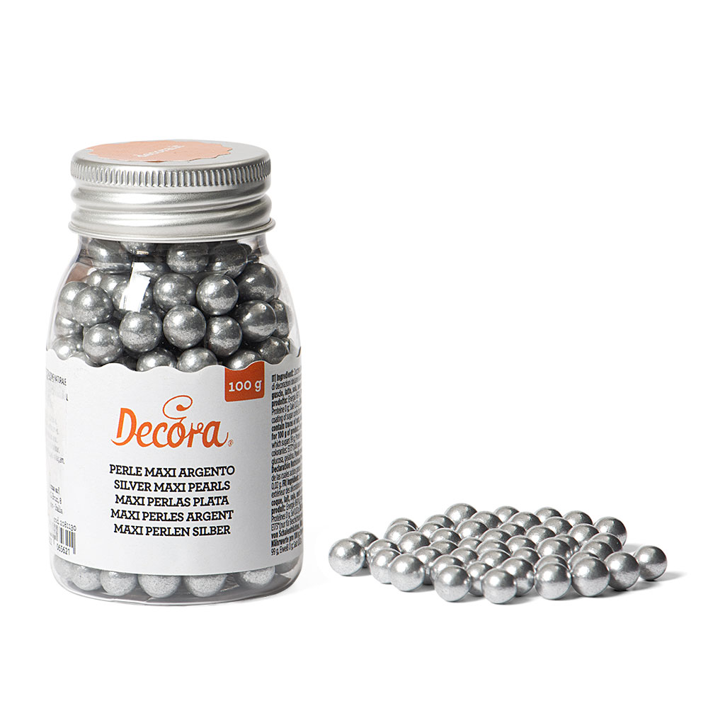  Foto: Decora Maxi perle di zucchero argentato metallizzato  8 mm 100 gr