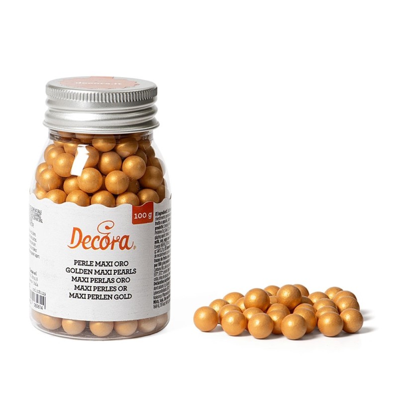  Foto: Decora Maxi perle di zucchero oro metallizzato ⌀ 8 mm 100 gr